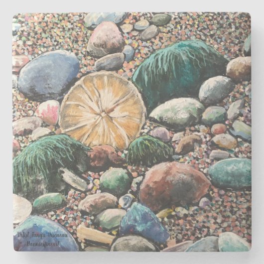 SEESCAPE BEACH Scene Steinuntersetzer (Vorderseite)