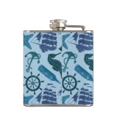 Seeschatten des blauen Musters Flachmann (Rückseite)