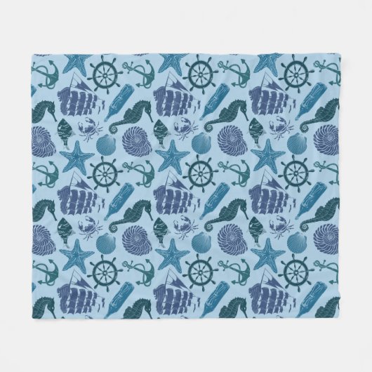 Seeschatten des blauen Musters Fleecedecke (Vorderseite (Horizontal))