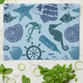 Seeschatten des blauen Musters Geschirrtuch (Gefaltet)