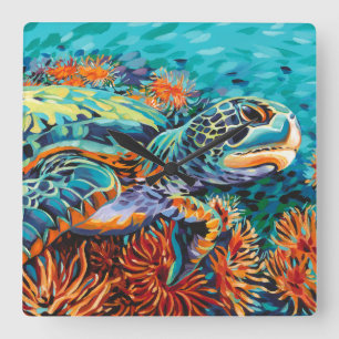 Seeschatz I Quadratische Wanduhr