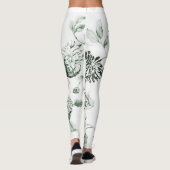 Seeschaum-Grün Vintages botanisches BlumenToile Leggings (Rückseite)