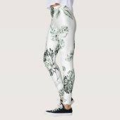 Seeschaum-Grün Vintages botanisches BlumenToile Leggings (Links)