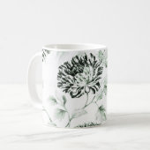 Seeschaum grünes u. weißes Vintages BlumenToile Kaffeetasse (Vorderseite Links)