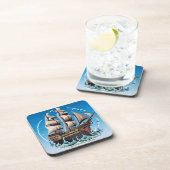 Seeschiff auf dem Untersetzer auf dem Rough Sea (Rechte Seite)