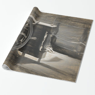 Seeschiff der Vintagen Seeschifffahrt Sepia Küste Geschenkpapier