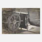 Seeschiff der Vintagen Seeschifffahrt Sepia Küsten Geschenkpapier Set (Vorderseite)