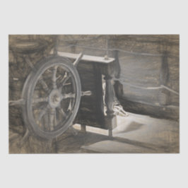 Seeschiff der Vintagen Seeschifffahrt Sepia Küsten Seidenpapier