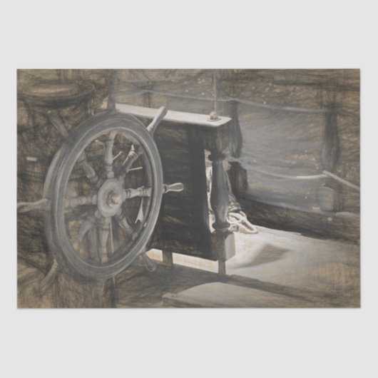 Seeschiff der Vintagen Seeschifffahrt Sepia Küsten Seidenpapier (Vorderseite)