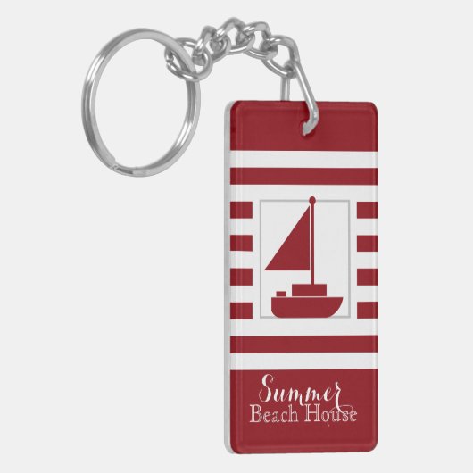 Seeschiff mit rotem Streifen Schlüsselanhänger (Vorderseite links)