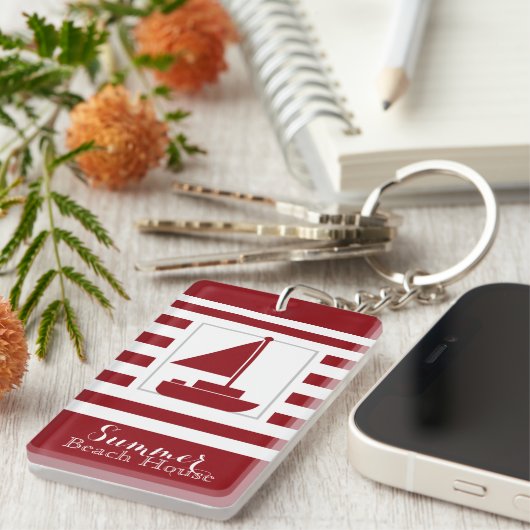 Seeschiff mit rotem Streifen Schlüsselanhänger (Vorderseite rechts)
