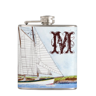 Seeschiff Seefahrt Seeozeafongram Whiskey Flask Flachmann