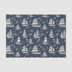Seeschiffe bei der nächtlichen Blaue Decoupage Seidenpapier