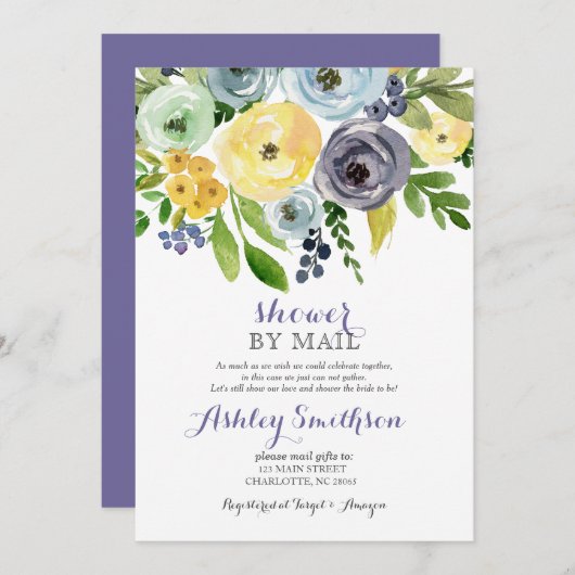 Seeschiffe und gelbe Dusche per Post Einladung (Vorne/Hinten)