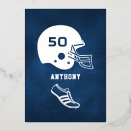 Seeschiffe und Silberfußball Geburtstagskarton Folieneinladung