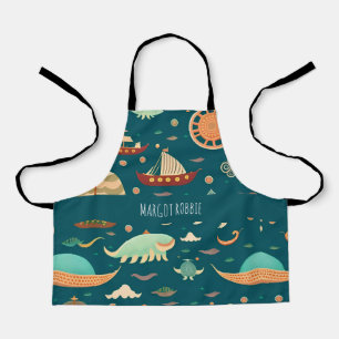 Seeschiffe und Walrückwärtsmuster Schürze