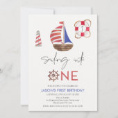 Seeschiffe von Navy Blue und Red Nautical Segelboo Einladung (Vorderseite)