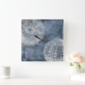 Seeschiffe Wasserfarbe Meeresblau Weiß Quadratische Wanduhr (Zuhause)