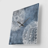 Seeschiffe Wasserfarbe Meeresblau Weiß Quadratische Wanduhr (Winkel)
