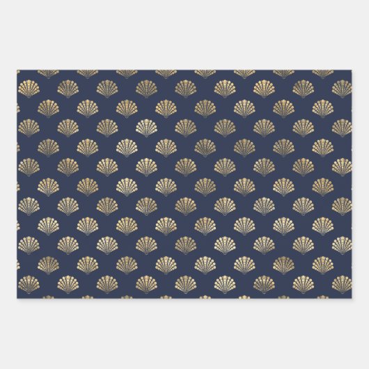 Seeschifffahrt in blau und gold geschenkpapier set (Vorderseite)