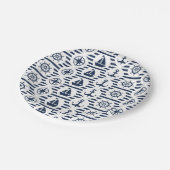 Seeschifffahrt in blauem Muster Pappteller (Schrägansicht)