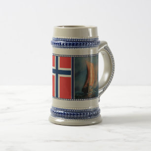 Seeschifffahrt, Meeresnebel, norwegische Flagge Bierglas