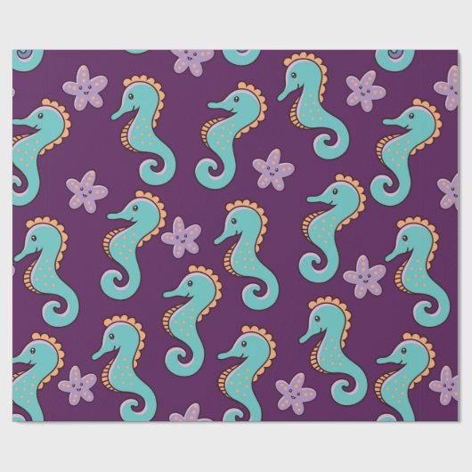 Seeschifffahrt mit Seepferden  Geschenkpapier (Flach)