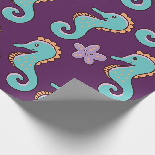 Seeschifffahrt mit Seepferden  Geschenkpapier (Ecke)