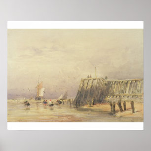 Seeschifffahrt mit Segelschiffen und Figuren, die Poster