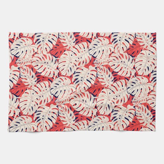 Seeschifffahrt und Korallen Monstera Leaf Küchentü Geschirrtuch (Horizontal)