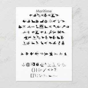 Seeschifffahrt - Zazzle-Schriftart-Musterblatt mit Postkarte