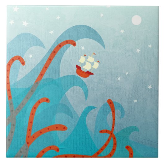 Seeschifffahrts-Seeungeheuer Fliese (Vorderseite)