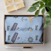 Seeschiffsmuster auf blau seidenpapier (Geschenk)