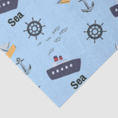 Seeschiffsmuster auf blau seidenpapier (Ausschnitt)