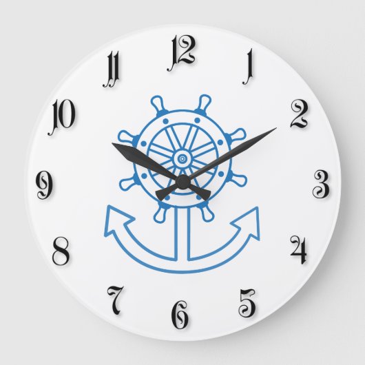 Seeschiffsrad und -anker große wanduhr (Vorderseite)
