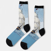 Seeschiffswellen auf Sea Illustration Light Blue Socken (Linkes Detail)