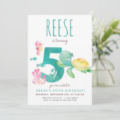 Seeschildkröte 5. Geburtstag Einladung (Stehend Vorderseite)