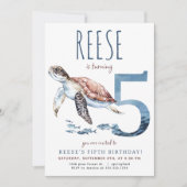 Seeschildkröte 5. Geburtstag Einladung (Vorderseite)