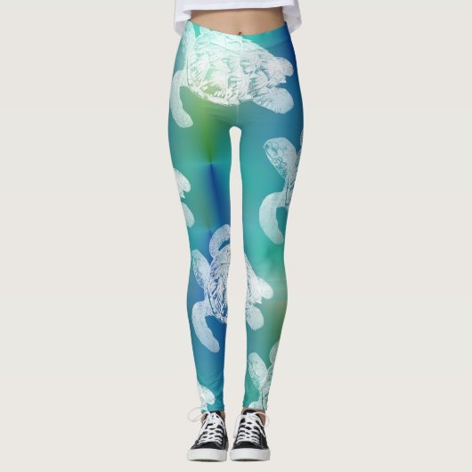 Seeschildkröte-blaue Aqua-Leggings Leggings (Vorderseite)