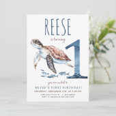 Seeschildkröte Einladung zum ersten Geburtstag (Stehend Vorderseite)