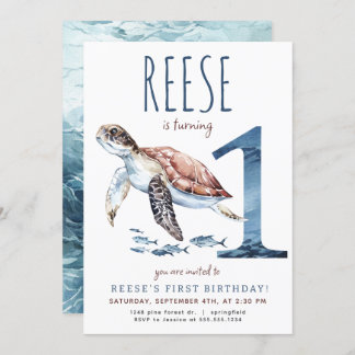 Seeschildkröte Einladung zum ersten Geburtstag