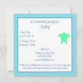 Seeschildkröte-Geburtstags-Party Einladung (Rückseite)