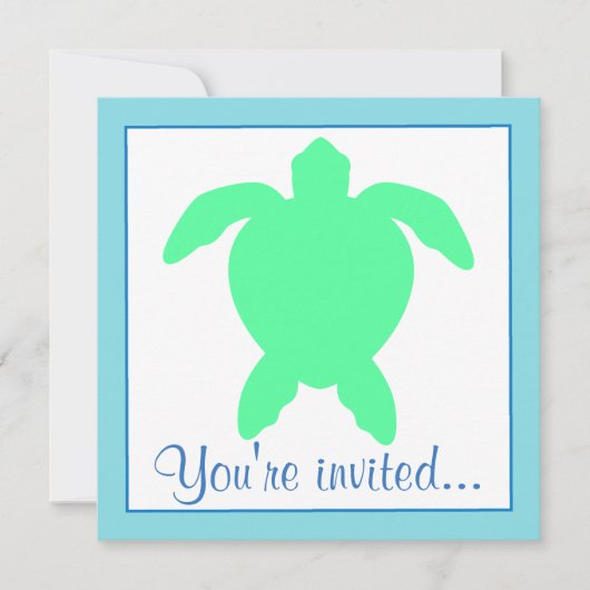 Seeschildkröte-Geburtstags-Party Einladung (Vorderseite)