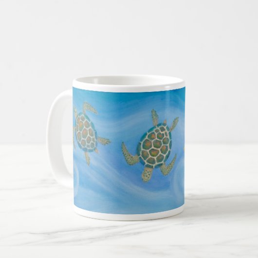 Seeschildkröte-Grafik - Keramik-Tasse Kaffeetasse (Vorderseite Links)