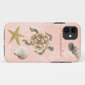 Seeschildkröte-Juwel-Druck, Starfish u. Muscheln Case-Mate iPhone Hülle (Rückseite (Horizontal))