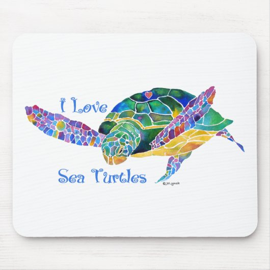Seeschildkröte-Liebe eine Schildkröte Mousepad (Vorne)