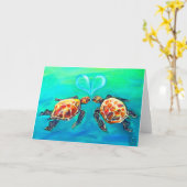 Seeschildkröte-Liebe Karte (Gelbe Blume)