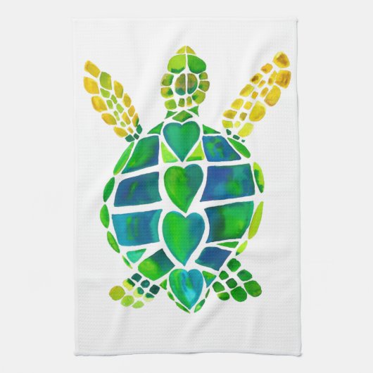 Seeschildkröte-Liebe-Sammlung Geschirrtuch (Vertikal)