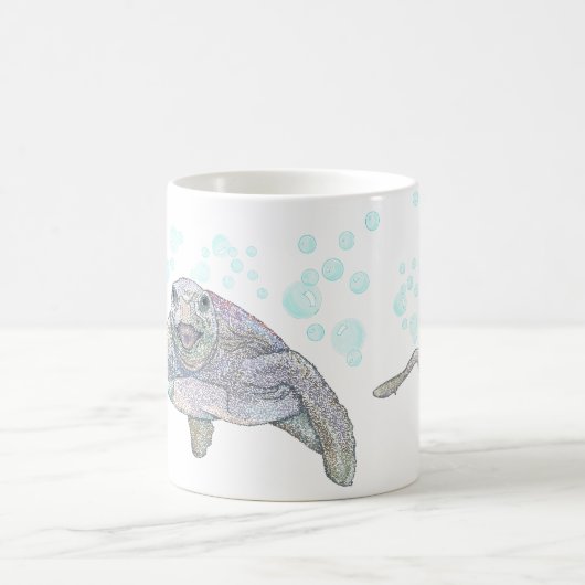 Seeschildkröte Niedliche Farbenfrohe Kindheit Illu Kaffeetasse (Mittel)