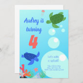 Seeschildkröten Einladung zum Geburtstag (Vorne/Hinten)